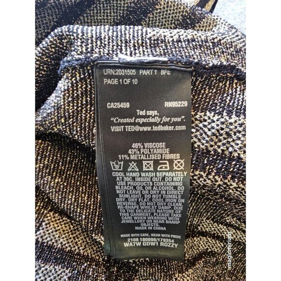 BNWT Ted Baker London Knitted Swing Dress With Metallic Cotton Reels - Picture 11 of 14